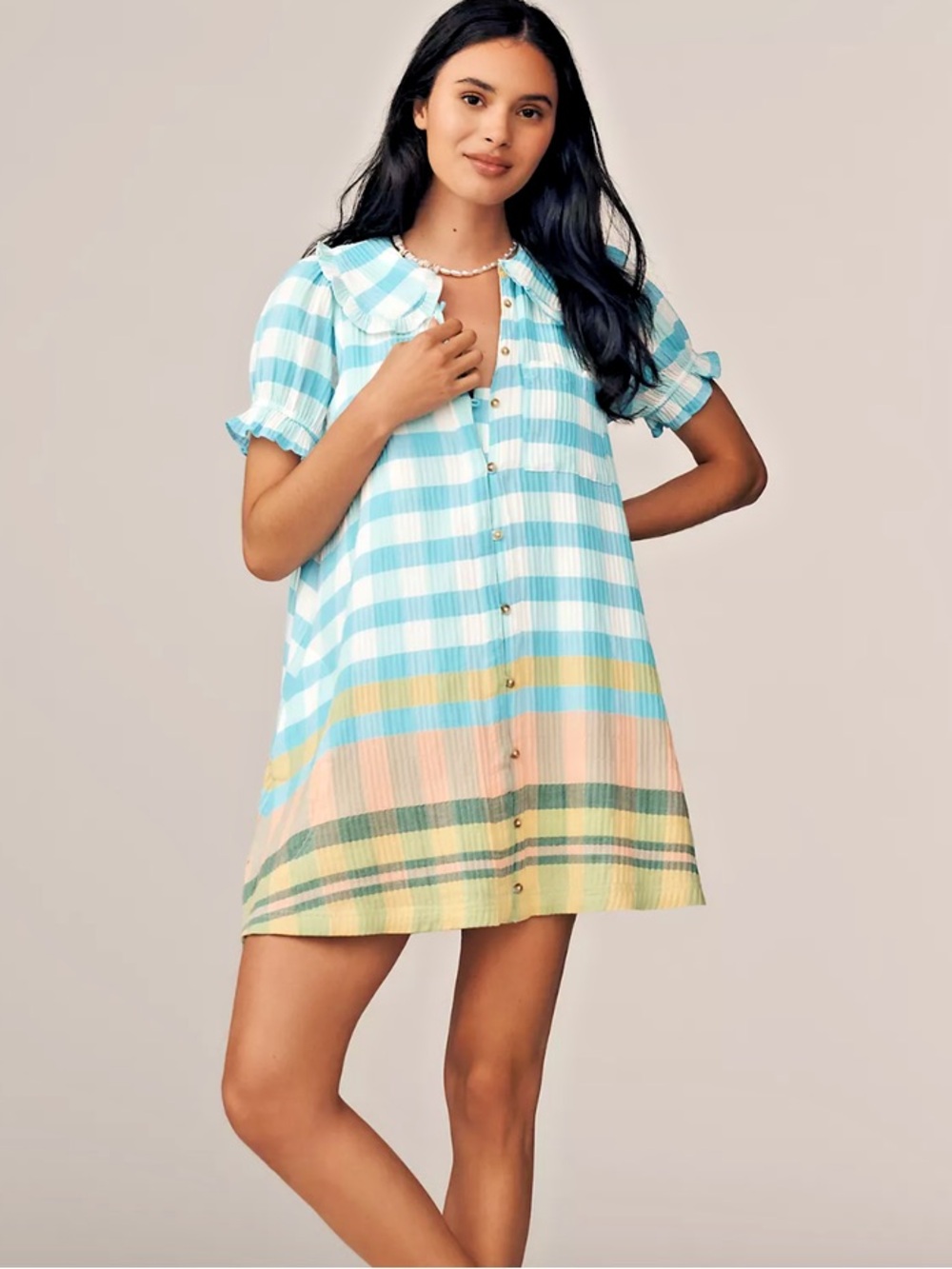 NWT Anthropologie Pilcro Keira Multi Plaid Mini Shirt Dress - XXS